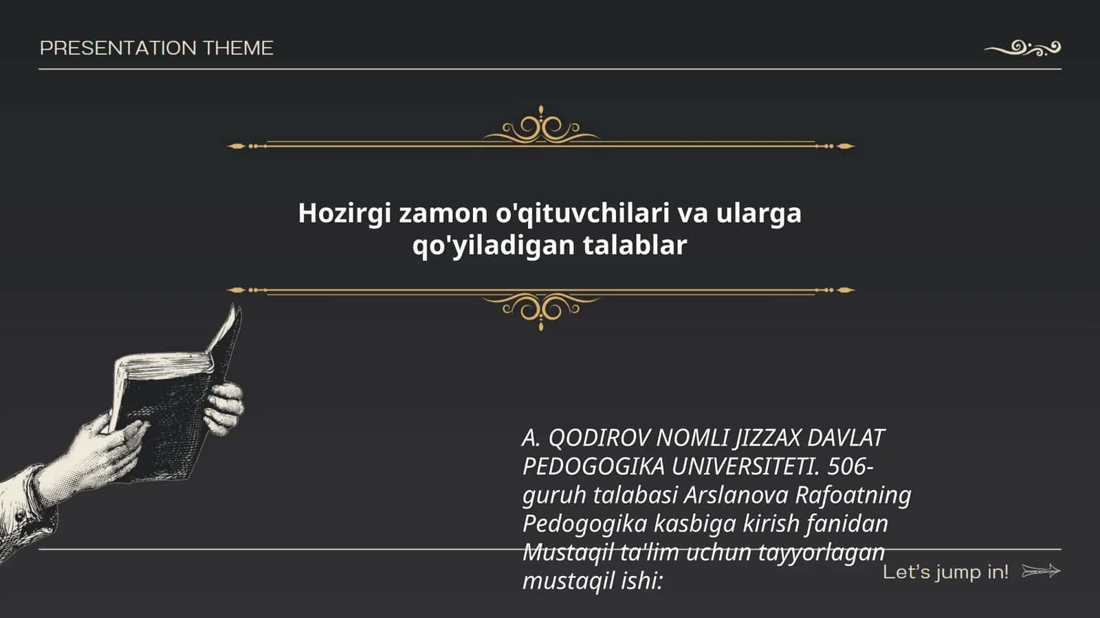 Arslanova Rafoatning Pedogogika kasbiga kirish fanidan Mustaqil ta'lim uchun tayyorlagan mustaqil ish 1