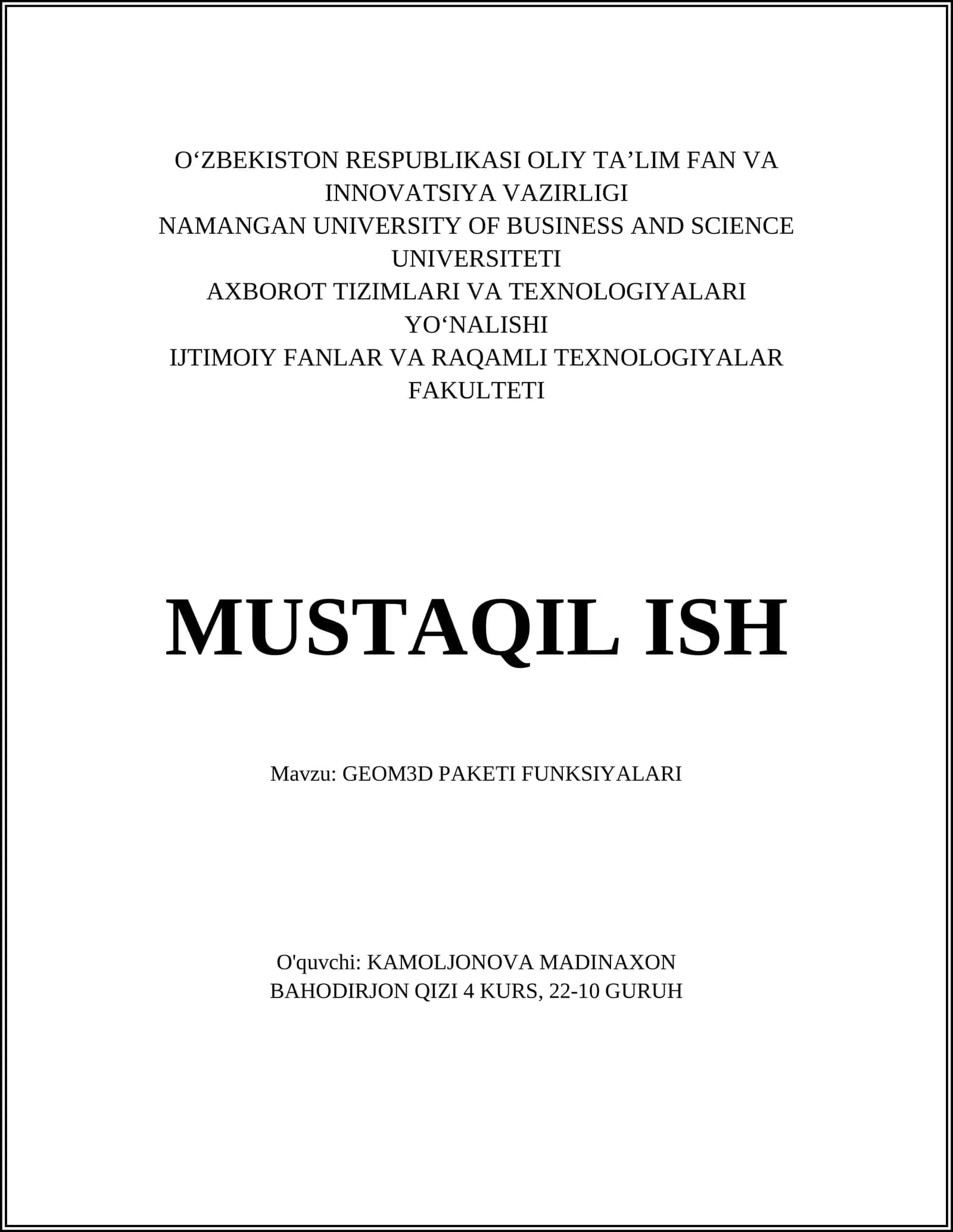 GEOM3D PAKETI FUNKSIYALARI 1