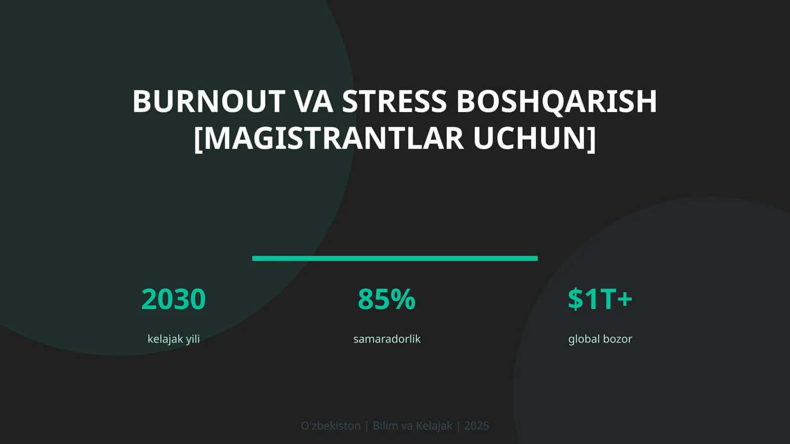 Burnout va stress boshqarish [magistrantlar uchun] 1