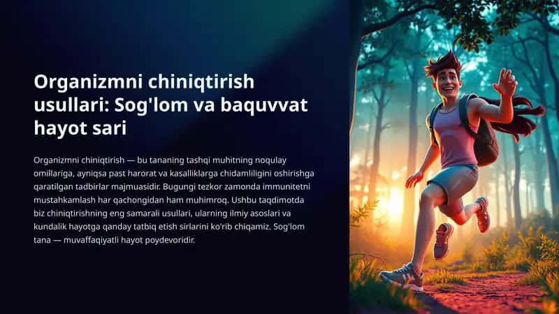 Organizmni chiniqtirish usullari: Sog'lom va baquvvat hayot sari 1