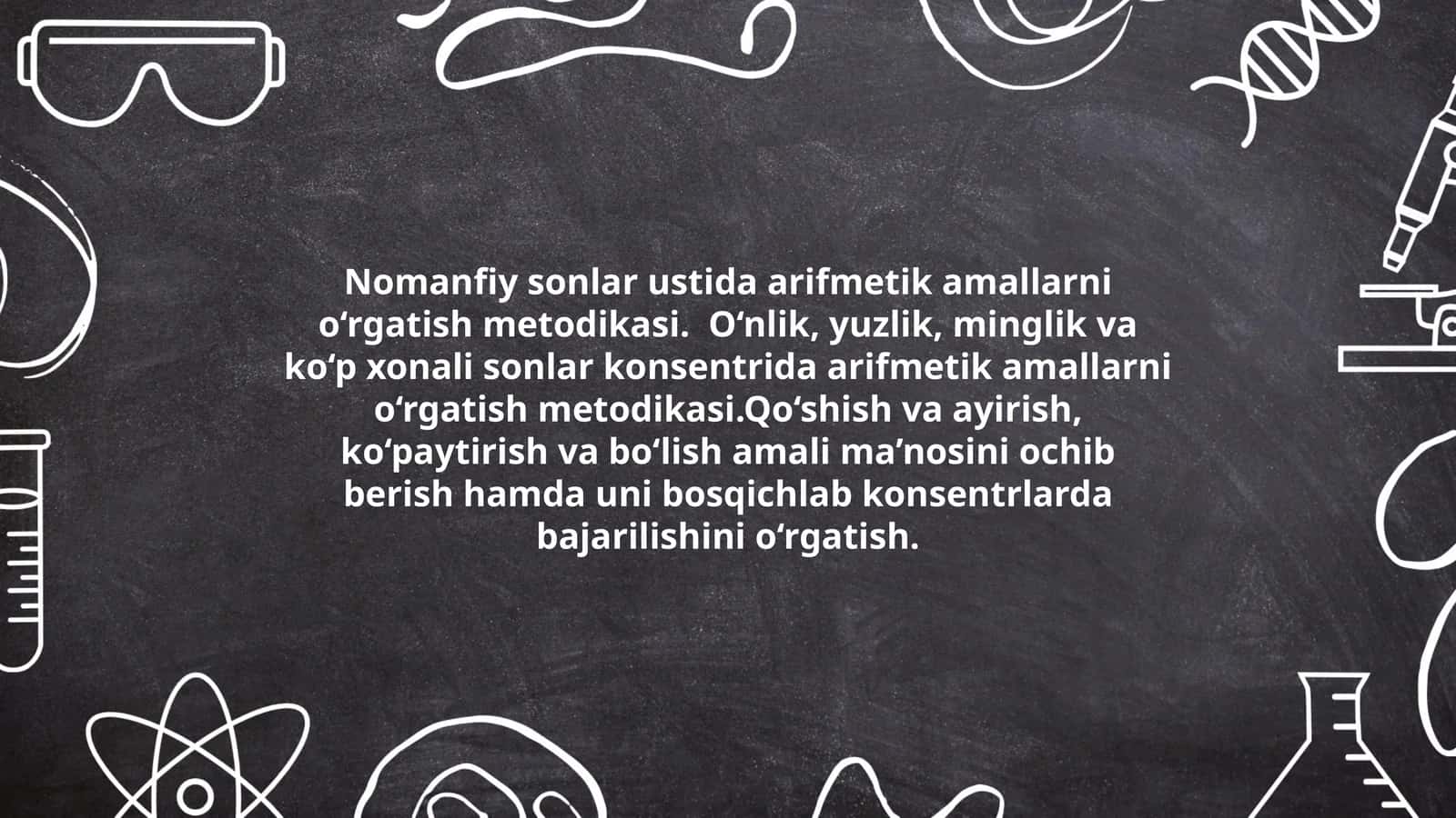 Nomanfiy sonlar ustida arifmetik amallarni o‘rgatish metodikasi 1