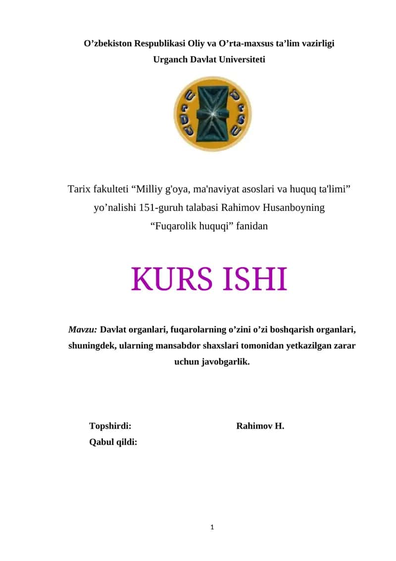 Davlat organlari, fuqarolarning o’zini o’zi boshqarish organlari 1