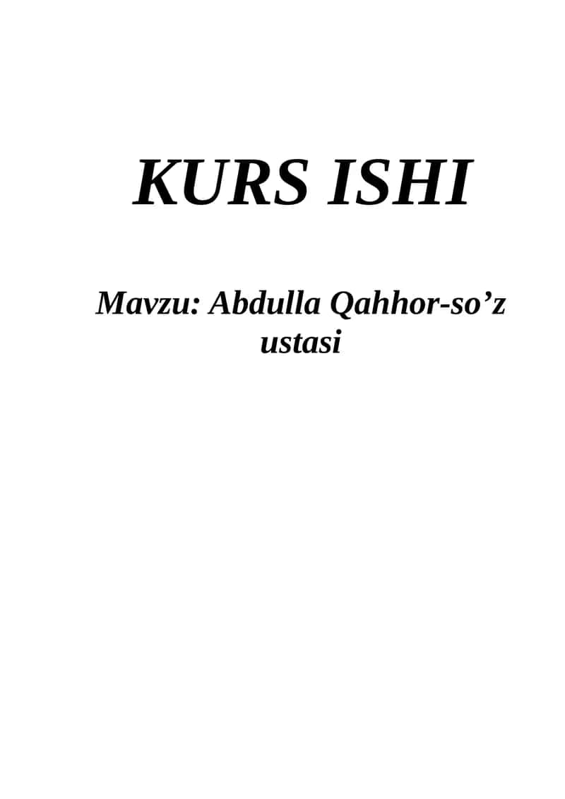 Abdulla Qahhor-so’z ustasi Kurs ishi 1