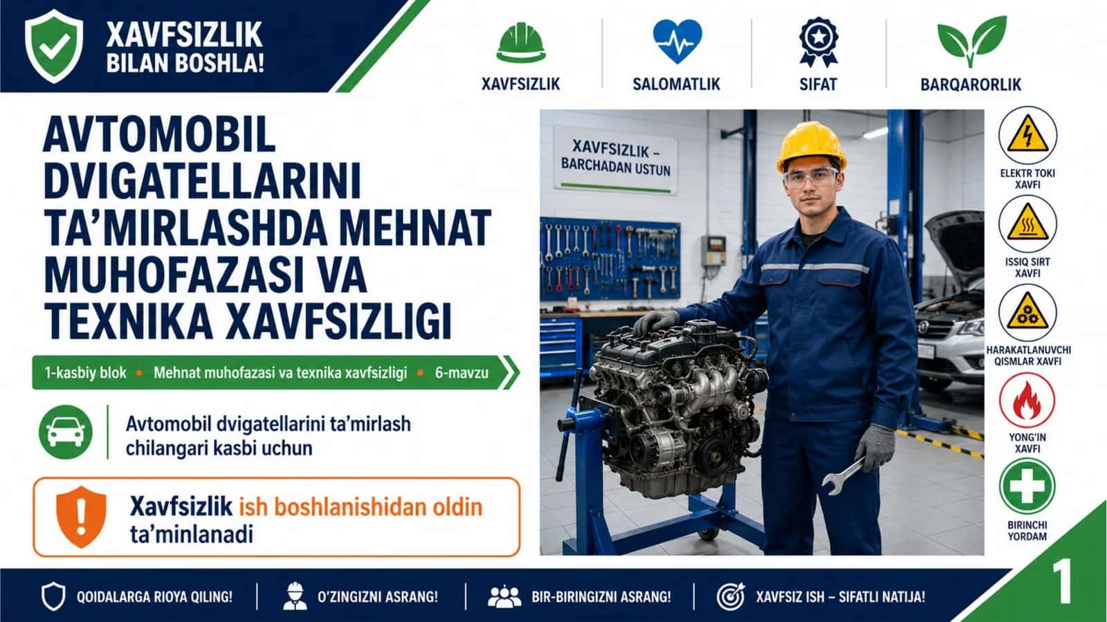 Avtomobil dvigatellarini ta’mirlashda mehnat muhofazasi va texnika xavfsizligi 1
