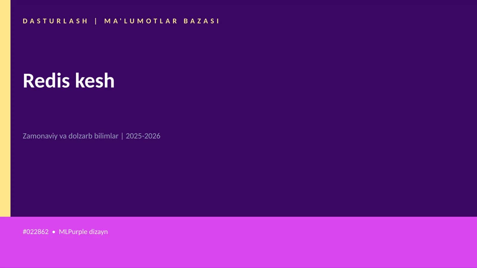 Mavzuga Kirish — Redis kesh 1
