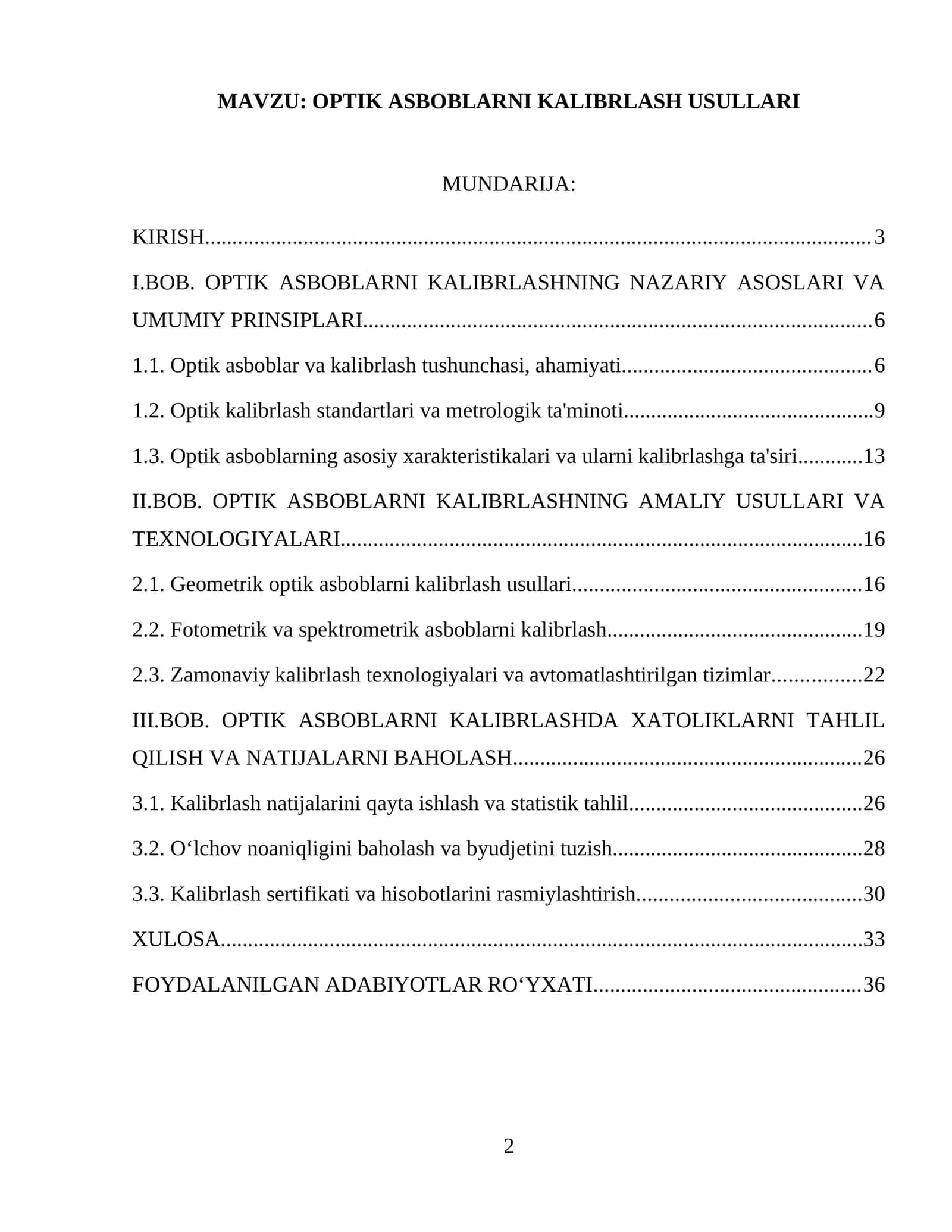 OPTIK ASBOBLARNI KALIBRLASH USULLARI 1