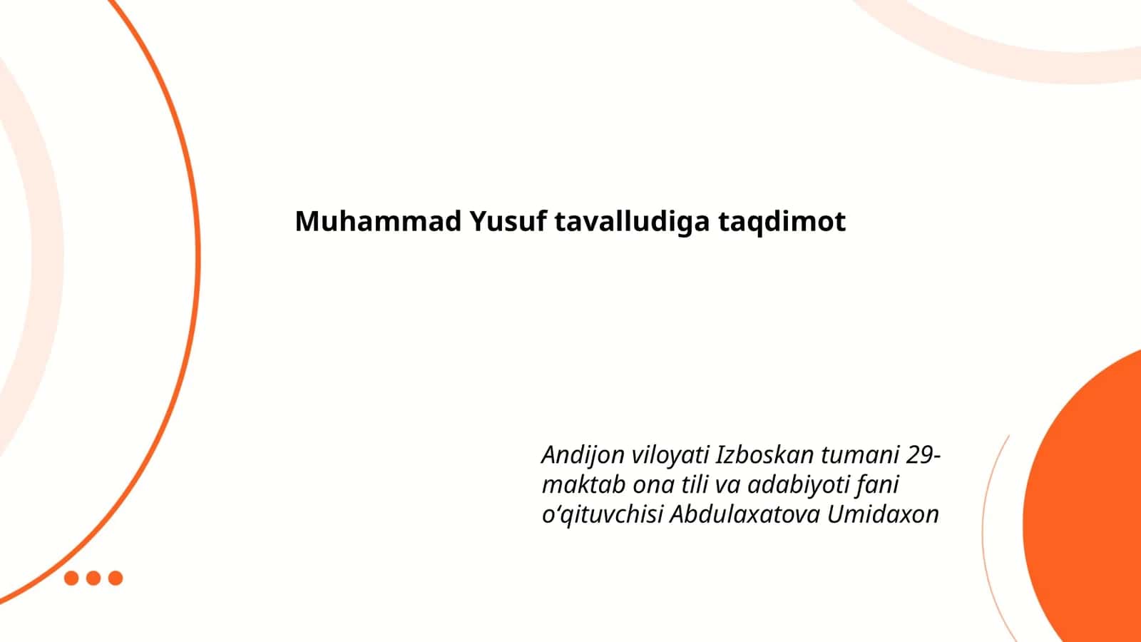 Muhammad Yusufning Hayoti va Ijodi 1