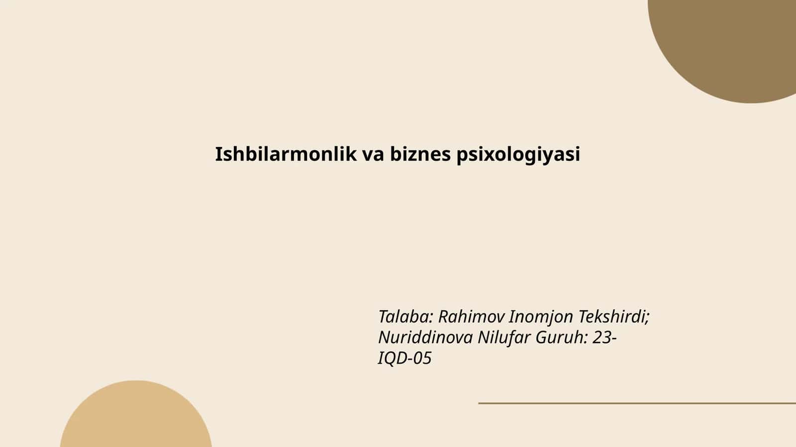 Ishbilarmonlik va biznes psixologiyasi 1