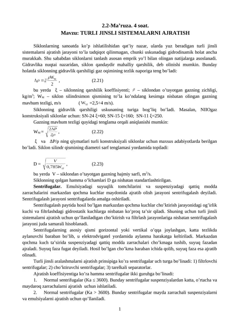 TURLI JINSLI SISTEMALARNI AJRATISH 1