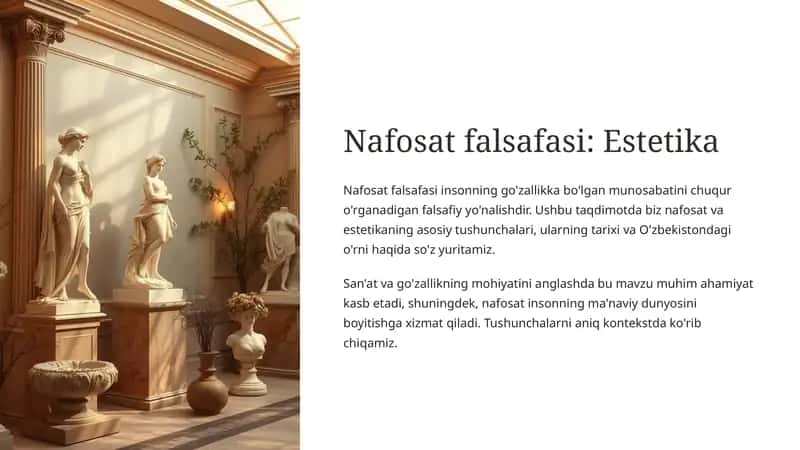 Nafosat falsafasi: Estetika 1