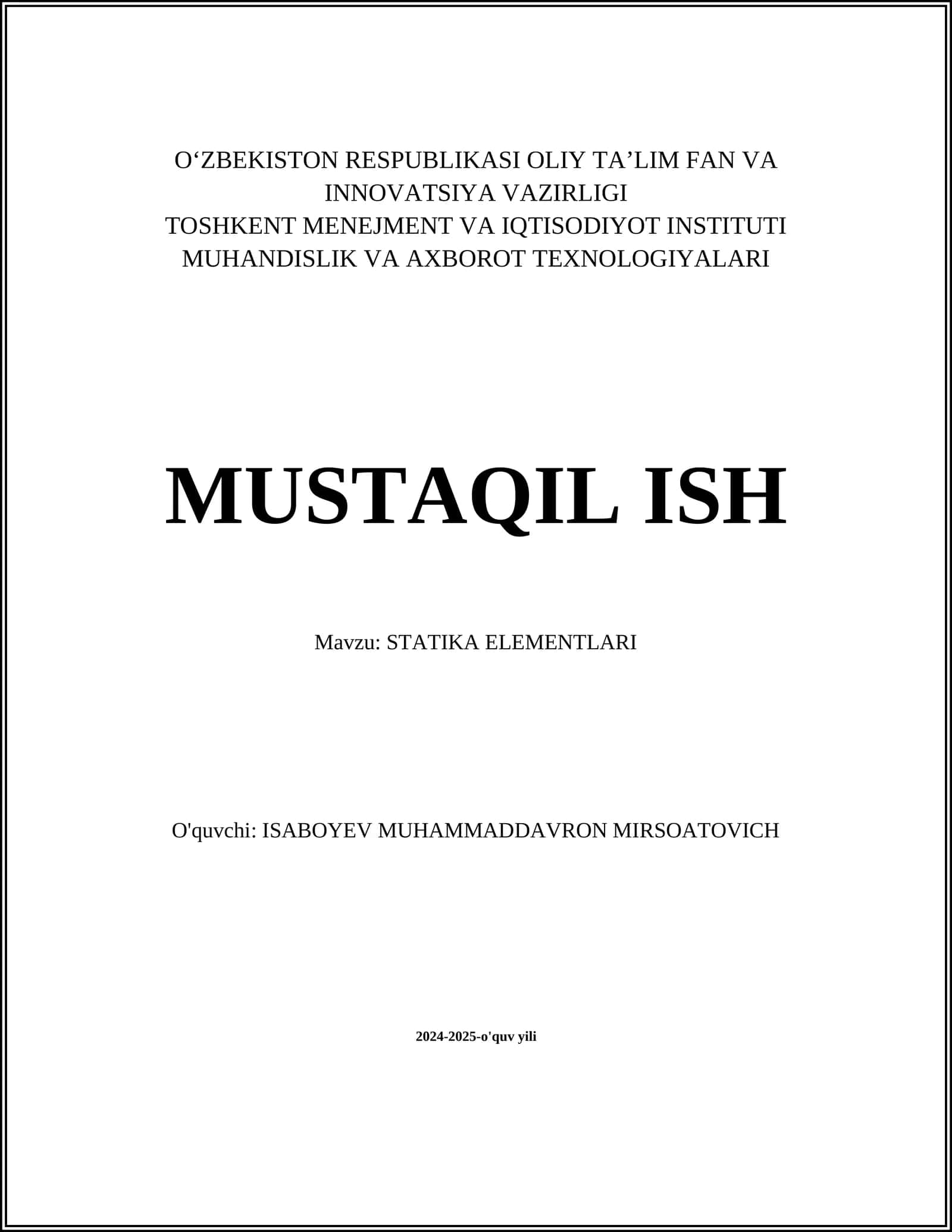 STATIKA ELEMENTLARI 1