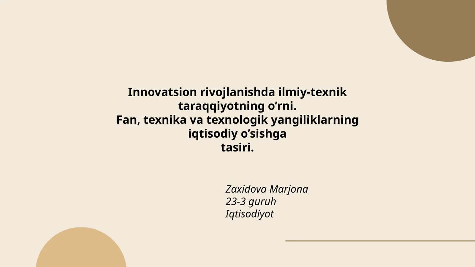 Innovatsion rivojlanishda ilmiy-texnik taraqqiyotning o’rni 1