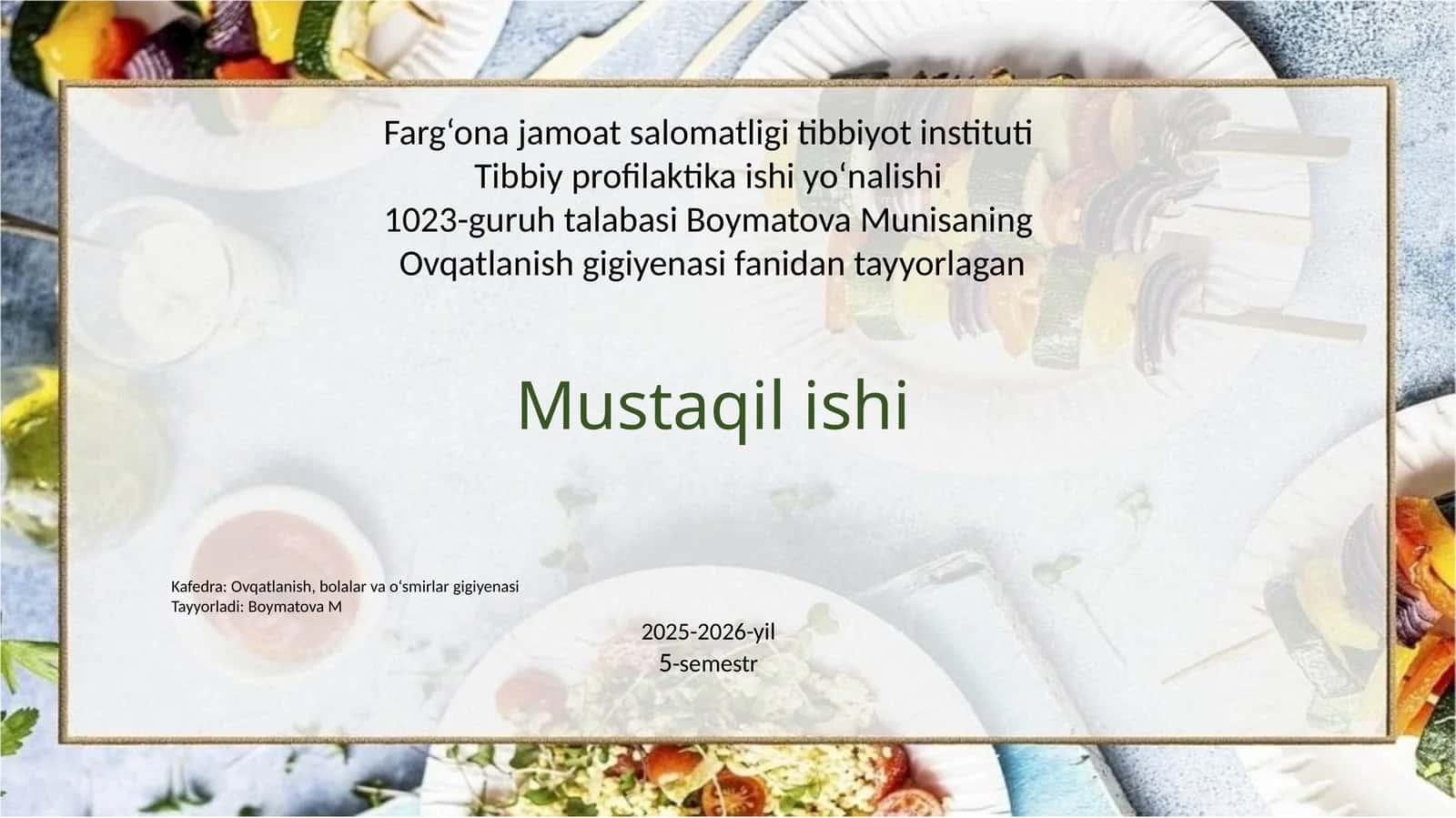 Sogʻlom ovqatlanish boʻyicha tavsiyalar 1