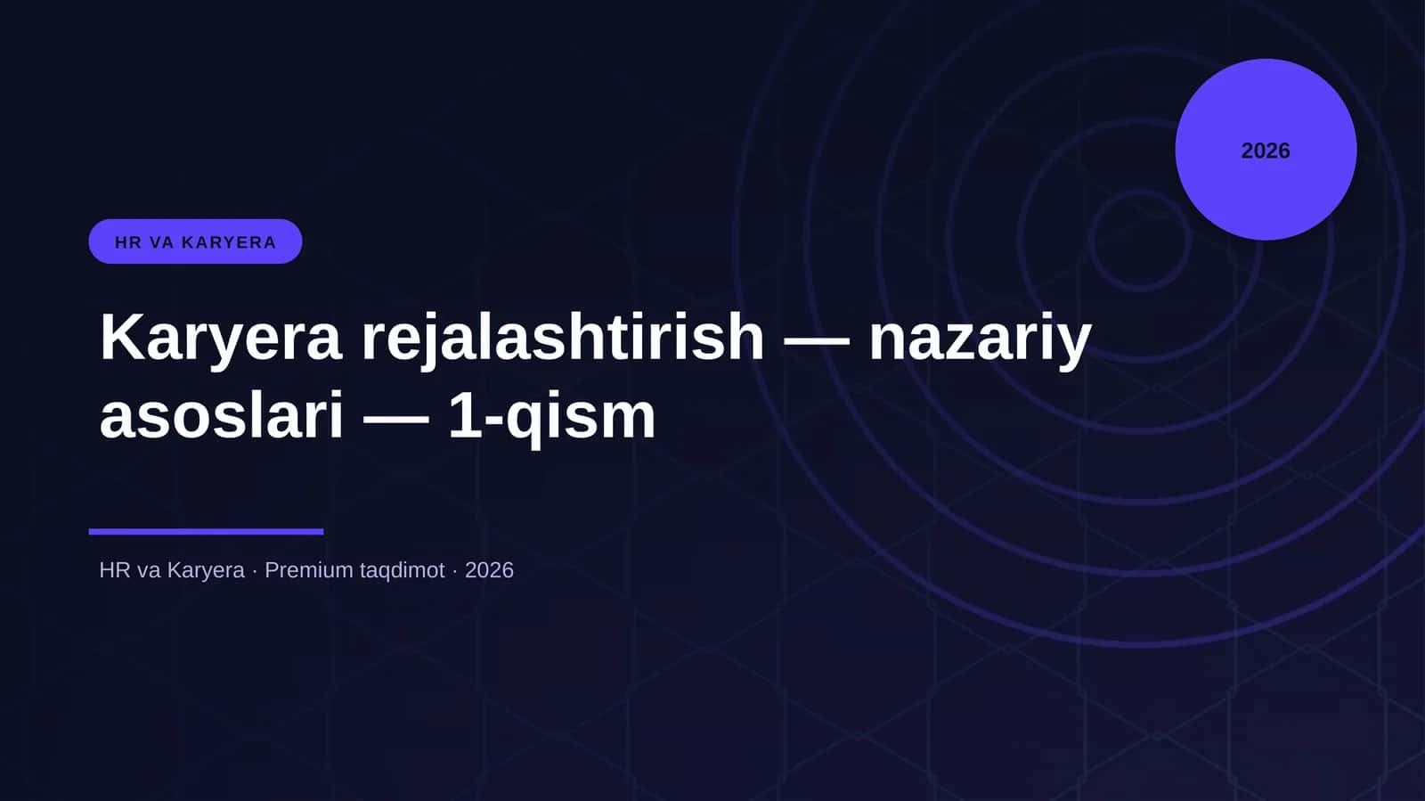 Karyera rejalashtirish — nazariy asoslari — 1-qism 1