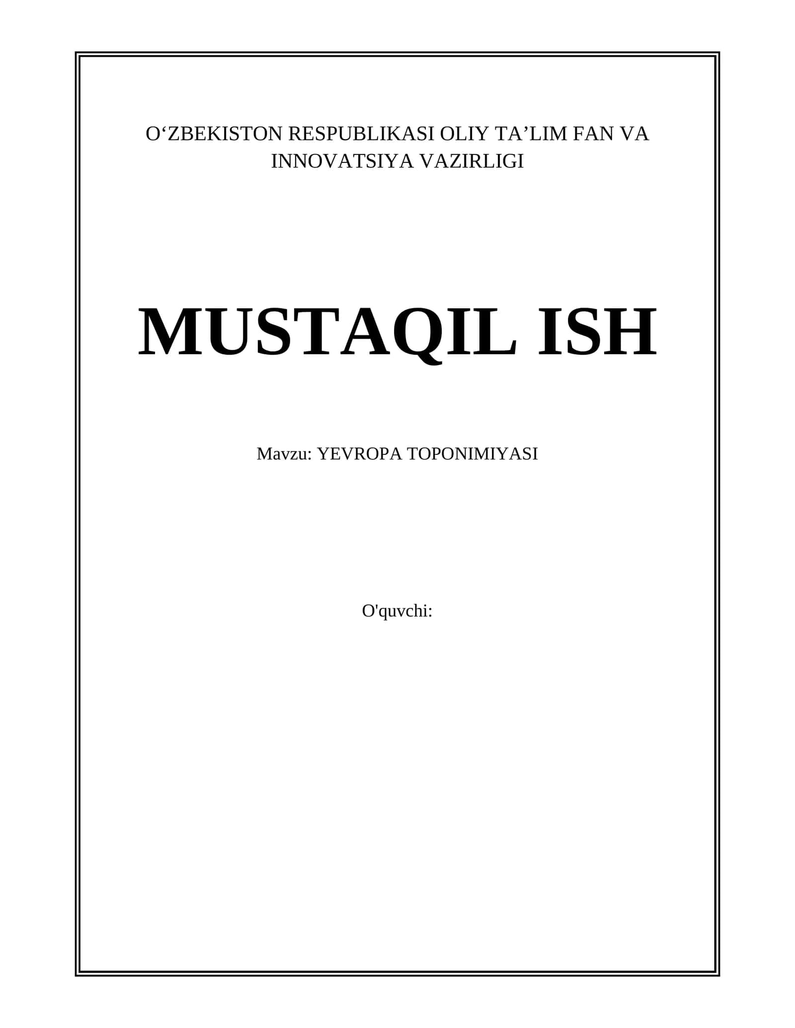 YEVROPA TOPONIMIYASI 1