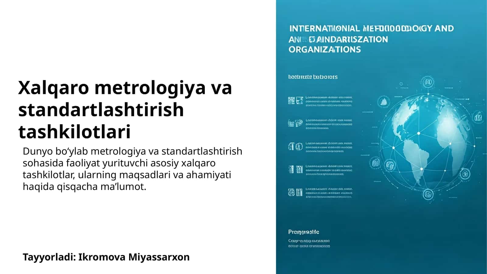 Xalqaro metrologiya va standartlashtirish tashkilotlari 1