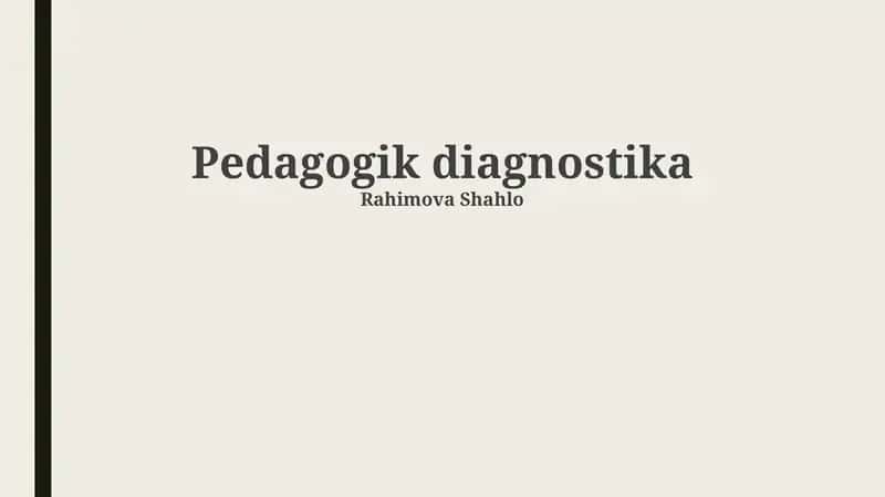 Pedagogik diagnostika 1