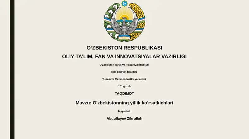 O'zbekistonning yillik ko'rsatkichlari 1