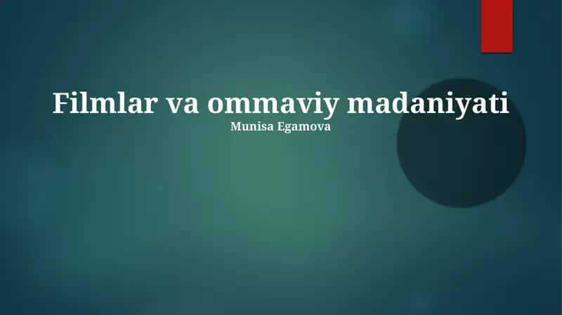 Filmlar va ommaviy madaniyati 1