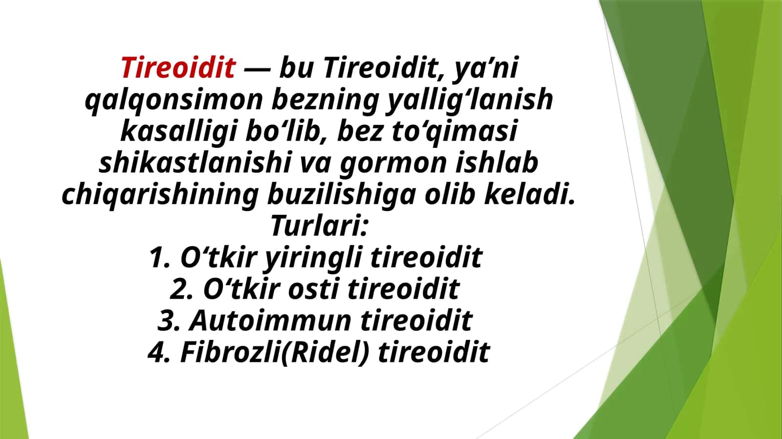 Tireoidit kasalligi etiologiyasi, patogenezi, klinikasi, tashxislash va davolash uskunalari 1