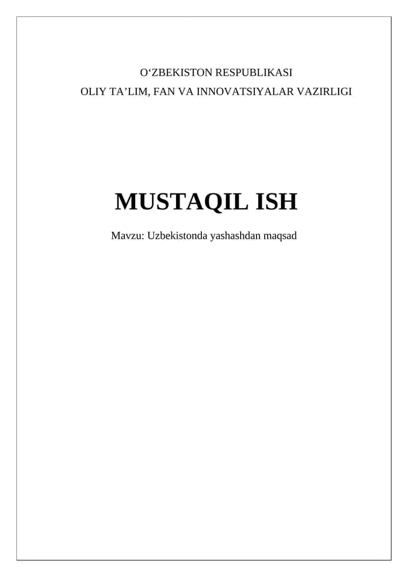 O'zbekistonda yashashdan maqsad 1