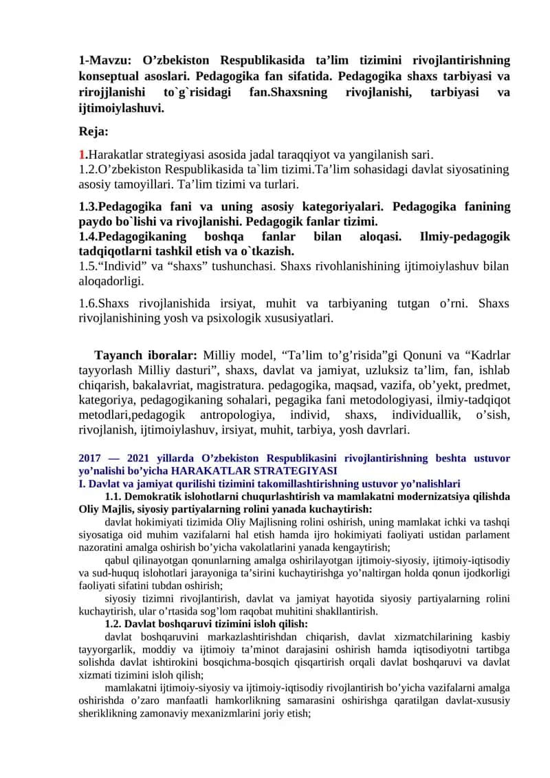 O’zbekiston Respublikasida ta’lim tizimini rivojlantirishning konseptual asoslari 1