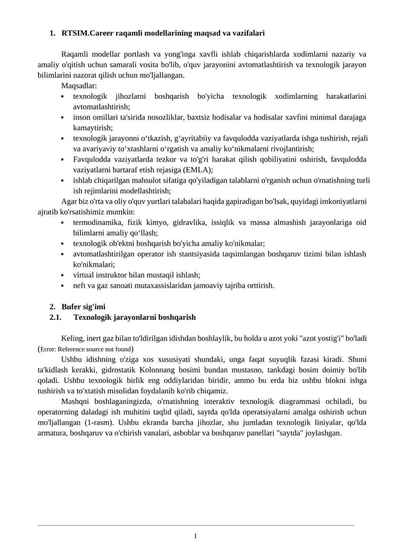 RTSIM.Career raqamli modellarining maqsad va vazifalari 1
