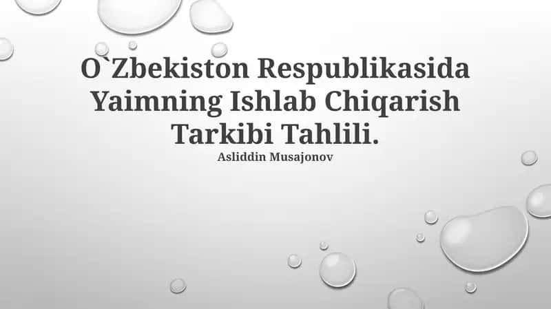 O`Zbekiston Respublikasida Yaimning Ishlab Chiqarish Tarkibi Tahlili 1