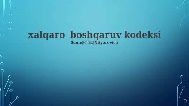 Xalqaro boshqaruv kodeksi 1