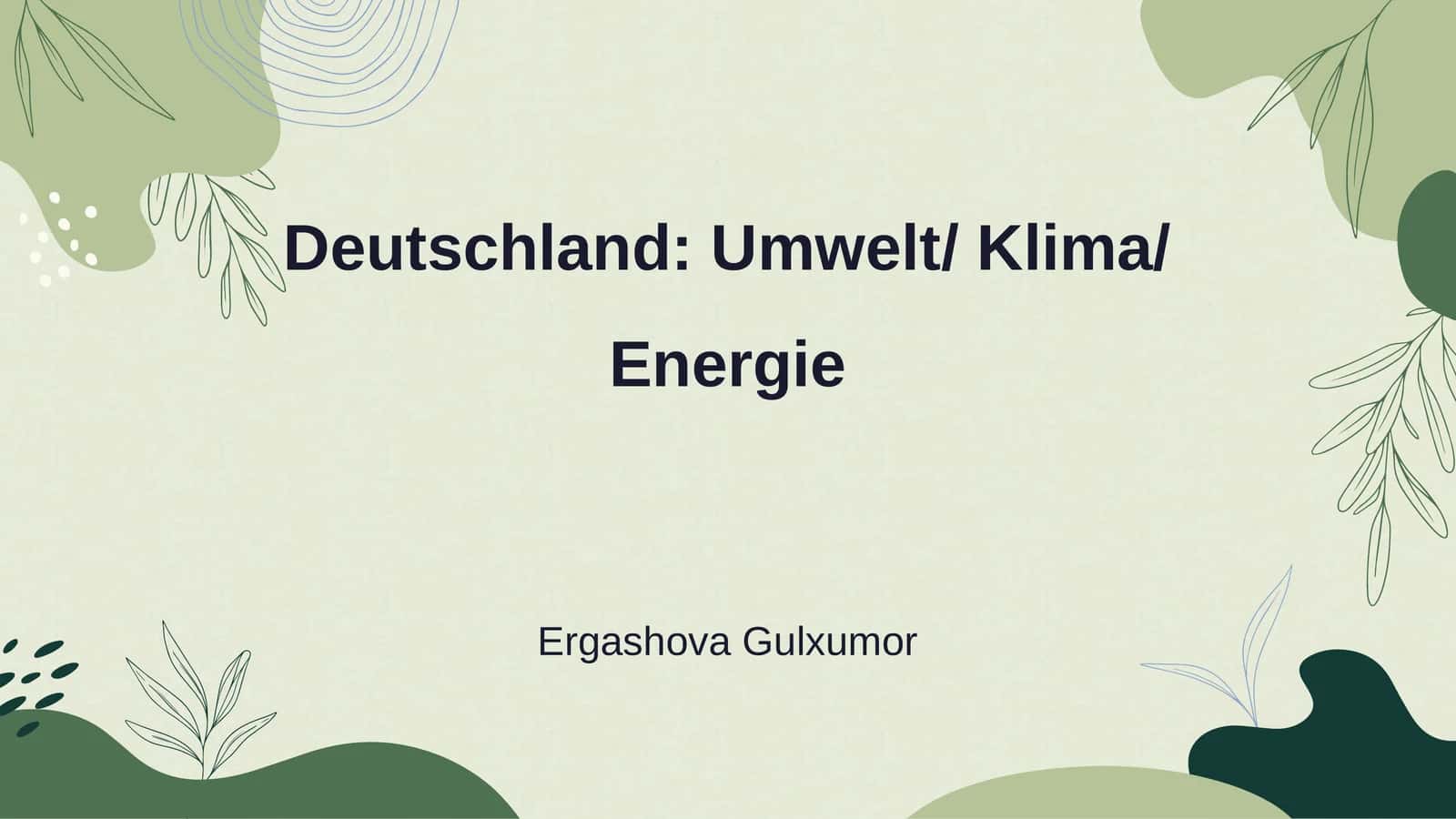 Deutschland: Umwelt/ Klima/ Energie 1