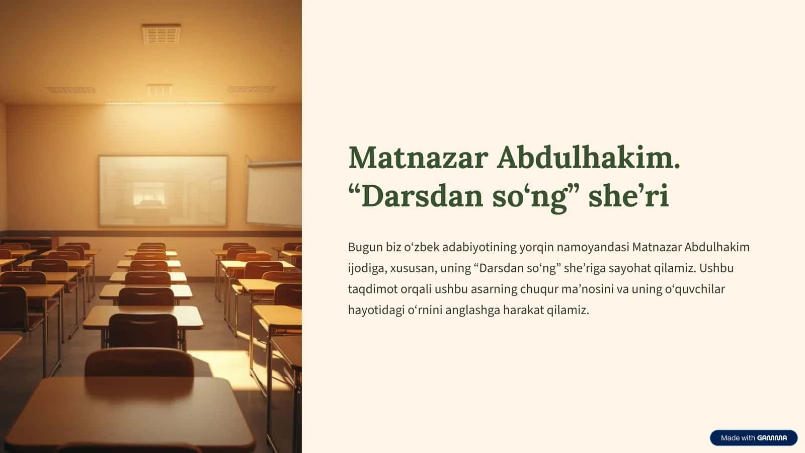"Darsdan so‘ng" she’ri 1