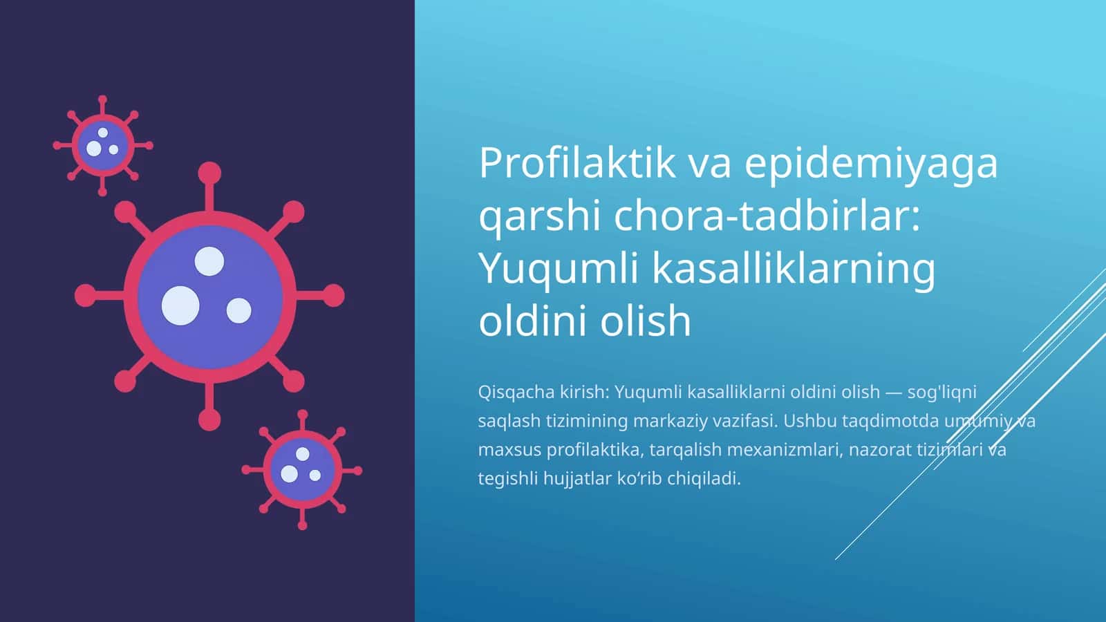 Profilaktik va epidemiyaga qarshi chora-tadbirlar: Yuqumli kasalliklarning oldini olish 1
