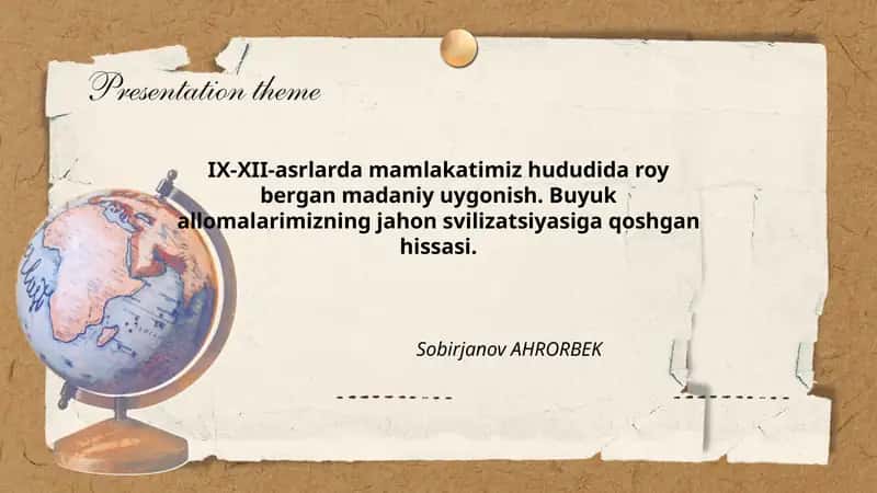 IX-XII asrlarda mamlakatimiz hududida roy bergan madaniy uygonish 1