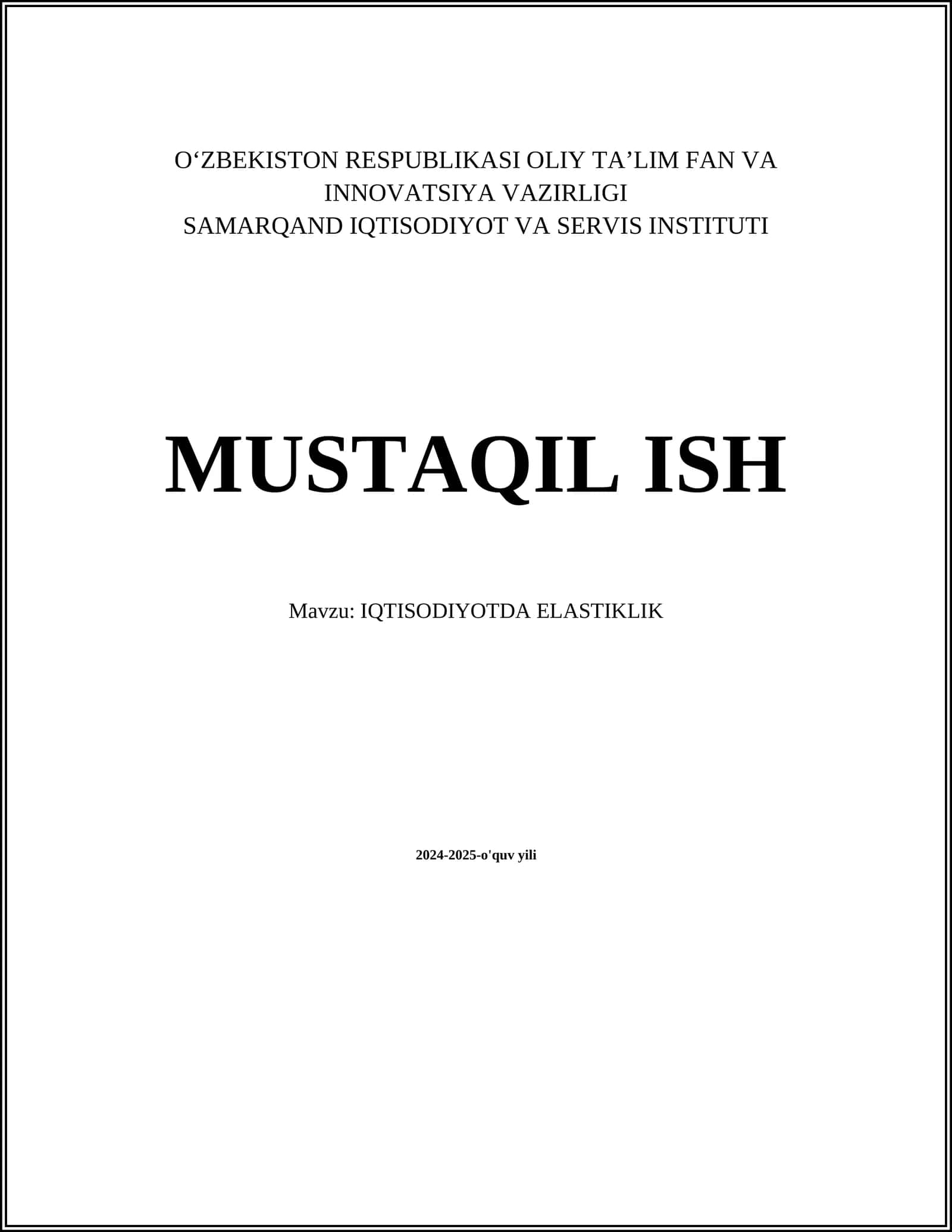 IQTISODIYOTDA ELASTIKLIK 1