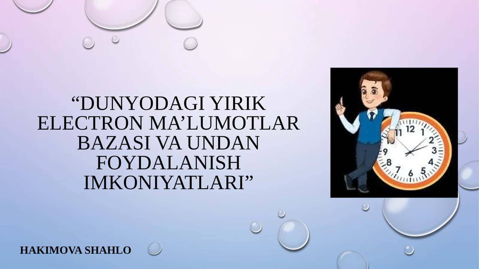 "Dunyodagiyirikelectronma’lumotlarbazasi va unadan foydalanish imkoniyatlari" 1