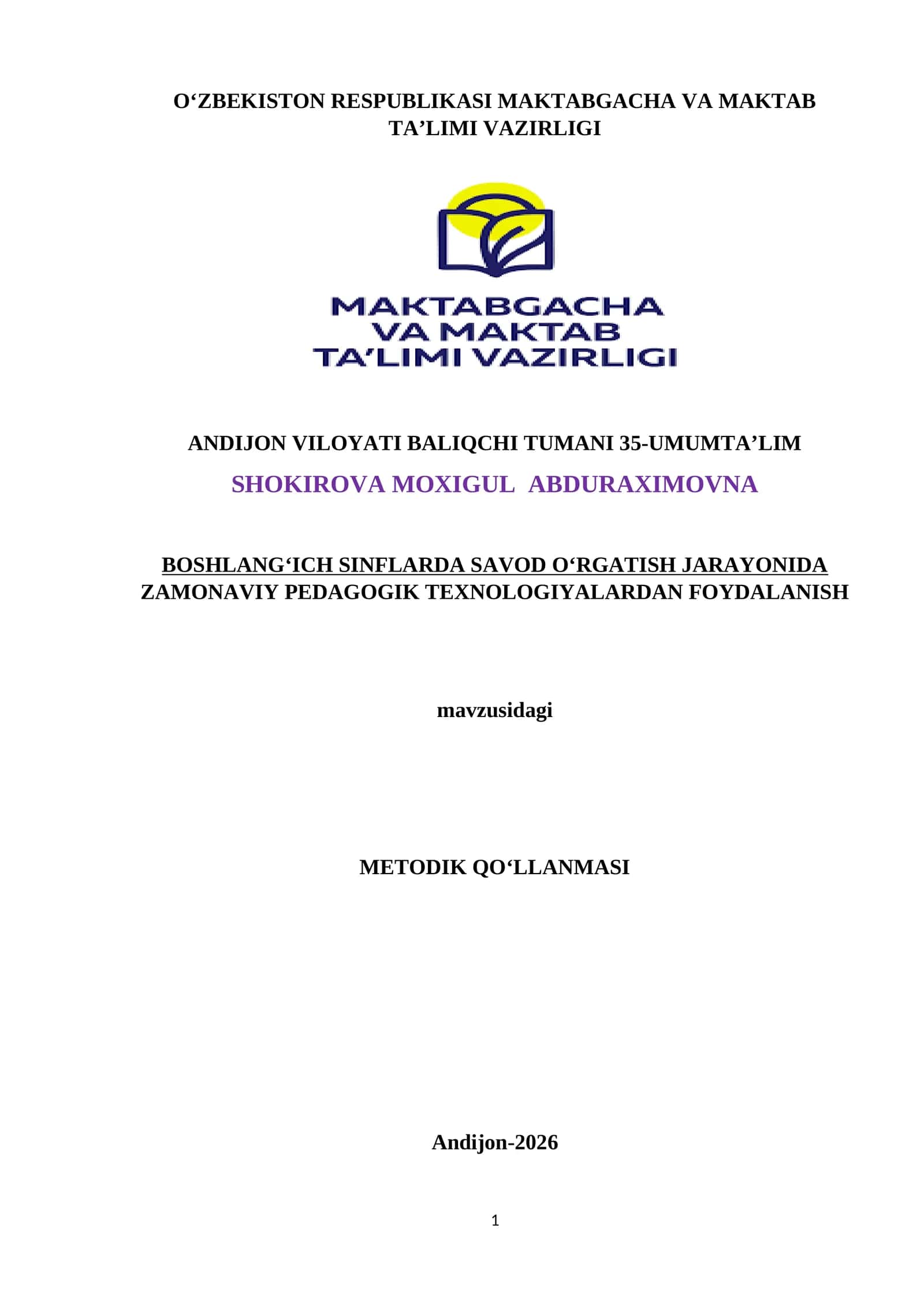 METODIK QO‘LLANMASI 1