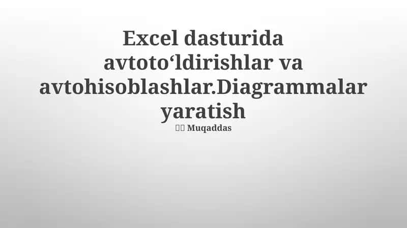 Excel dasturi 1