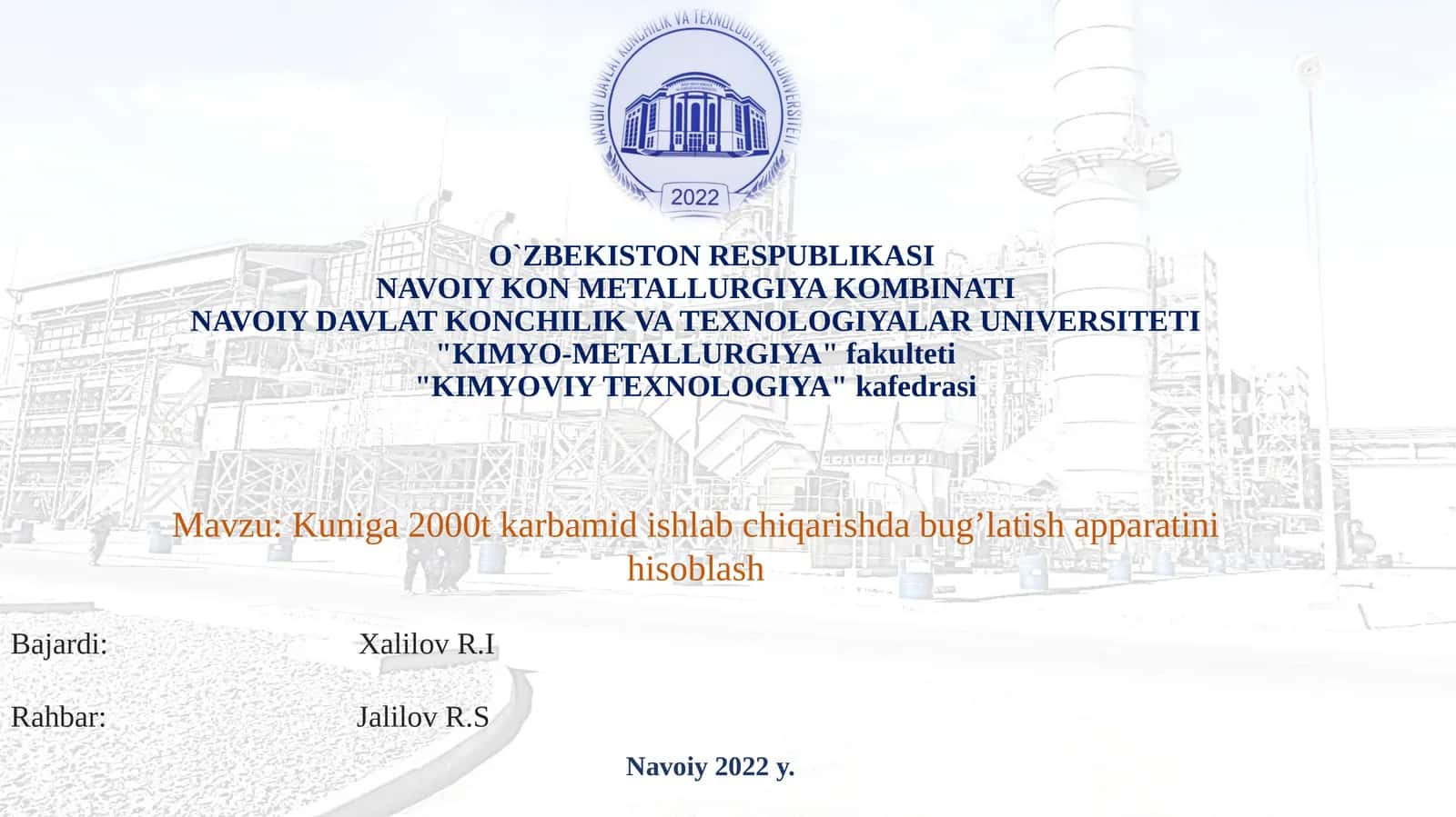 Kuniga 2000t karbamid ishlab chiqarish daryosi 1