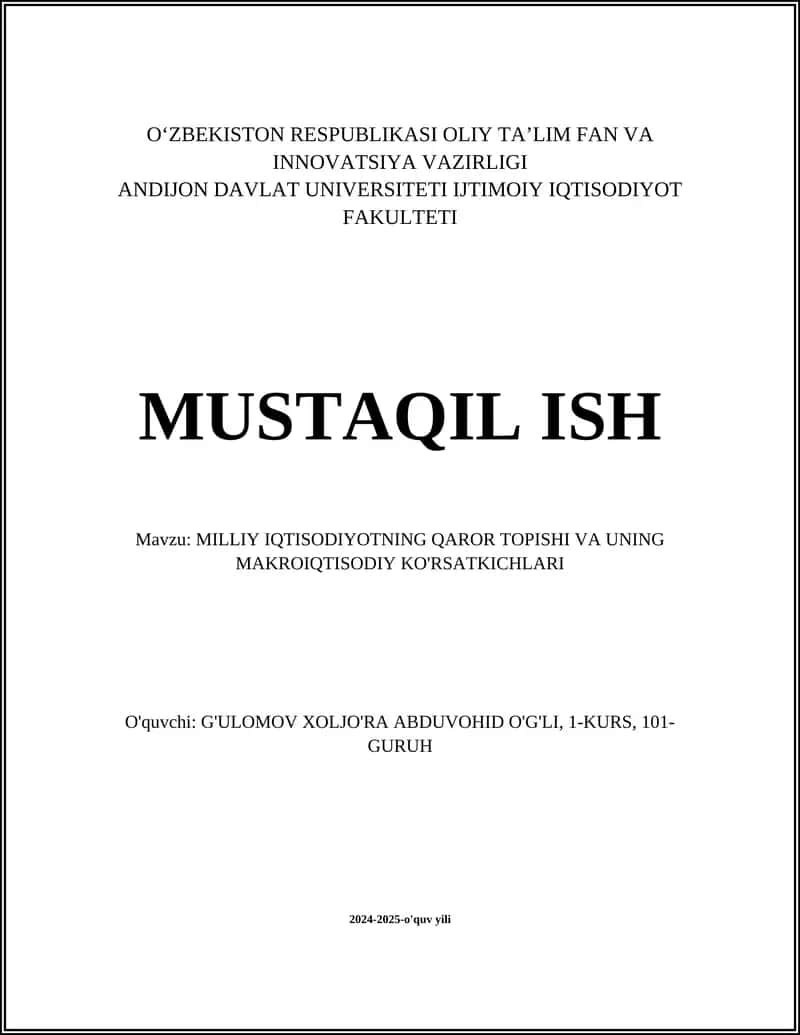Yalpi ichki mahsulot (YaIM) 1