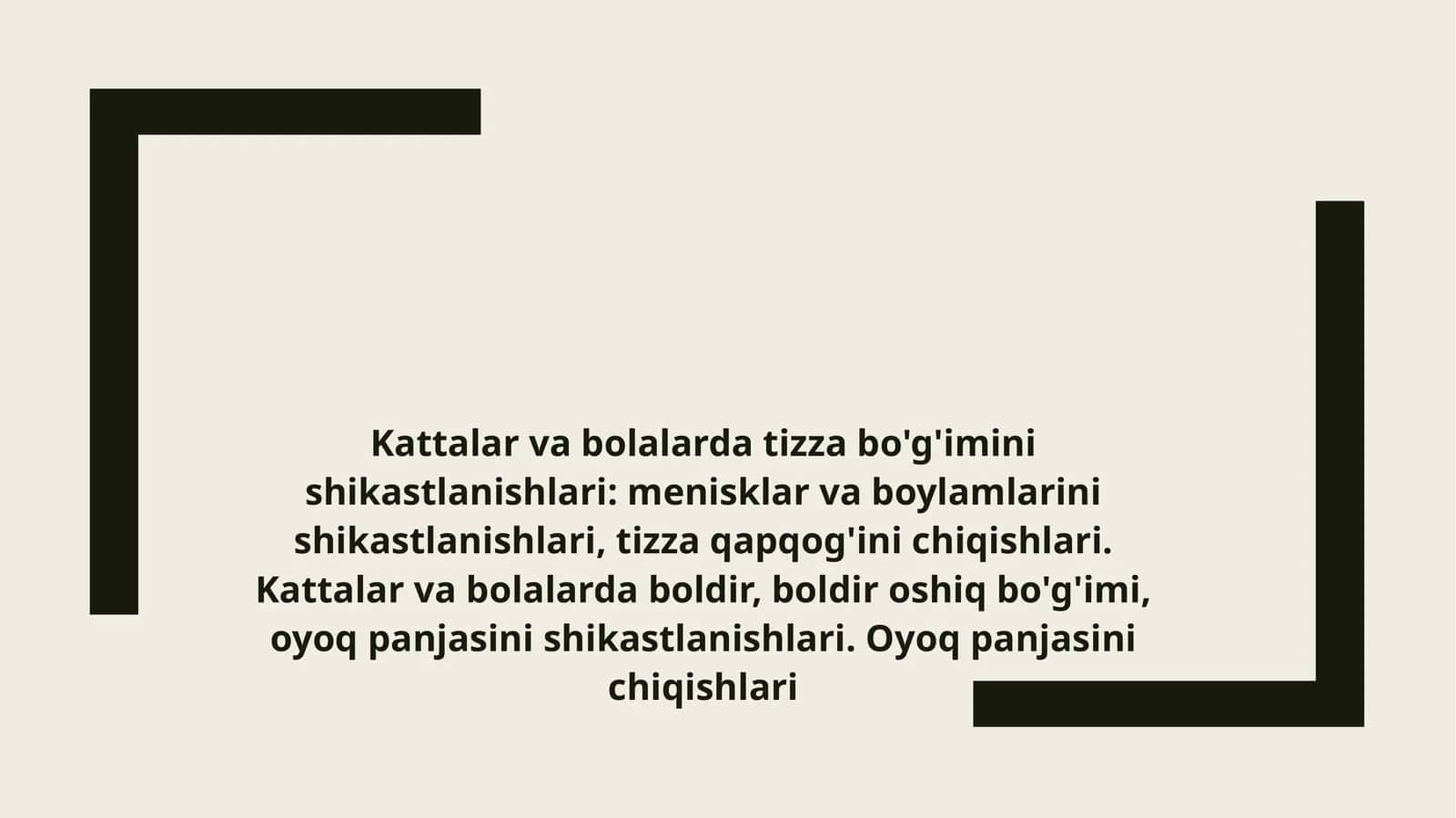 Tizza bo'g'imini shikastlanishlari 1