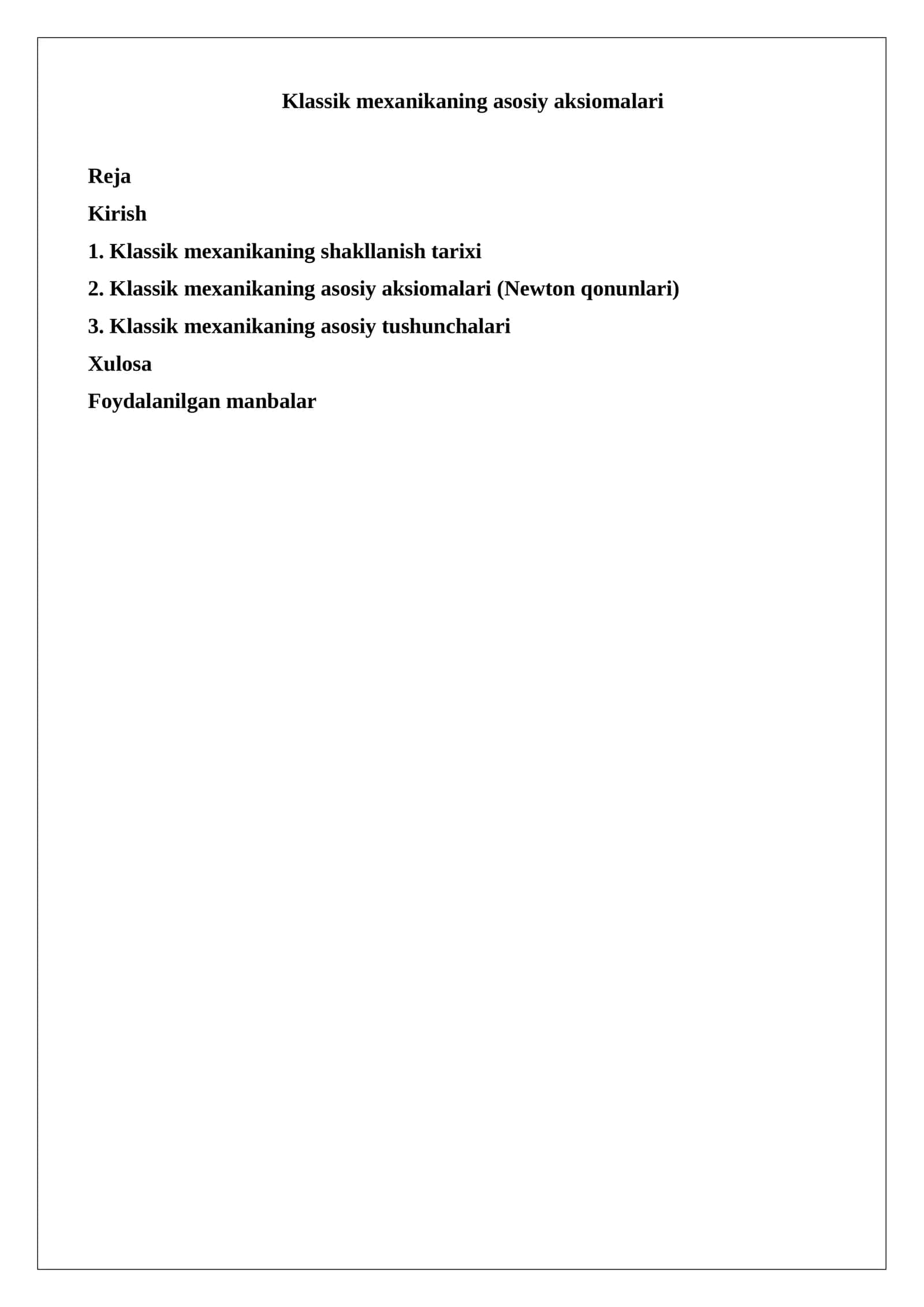 Klassik mexanikaning asosiy aksiomalari 1