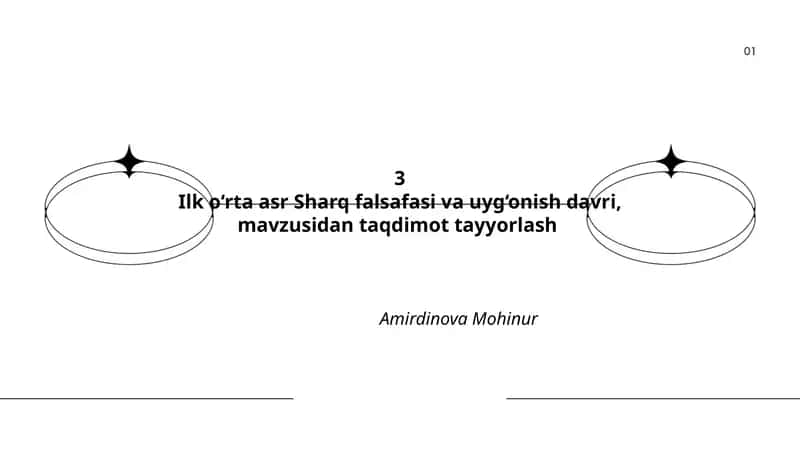 Ilk o‘rta asr Sharq falsafasi va uyg‘onish davri, mavzusidan taqdimot tayyorlash 1