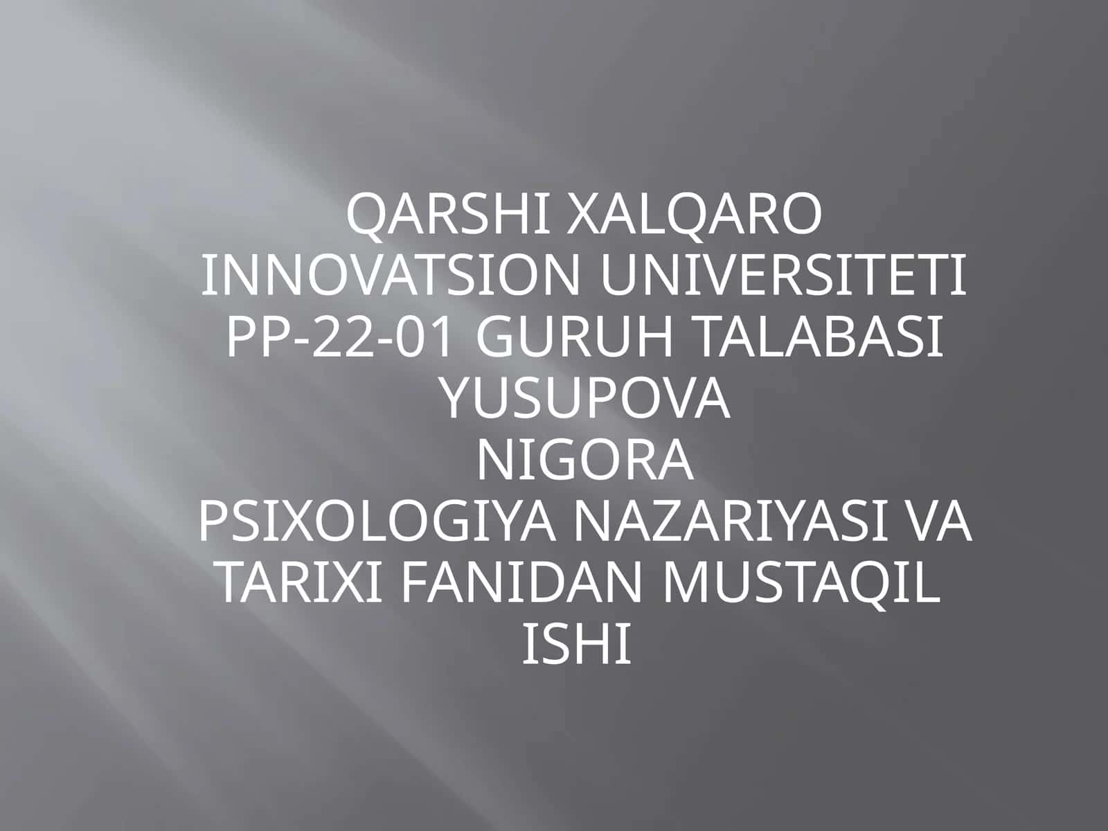 PSIXOLOGIYA NAZARIYASI VATARIXI FANIDAN MUSTAQILISHI 1