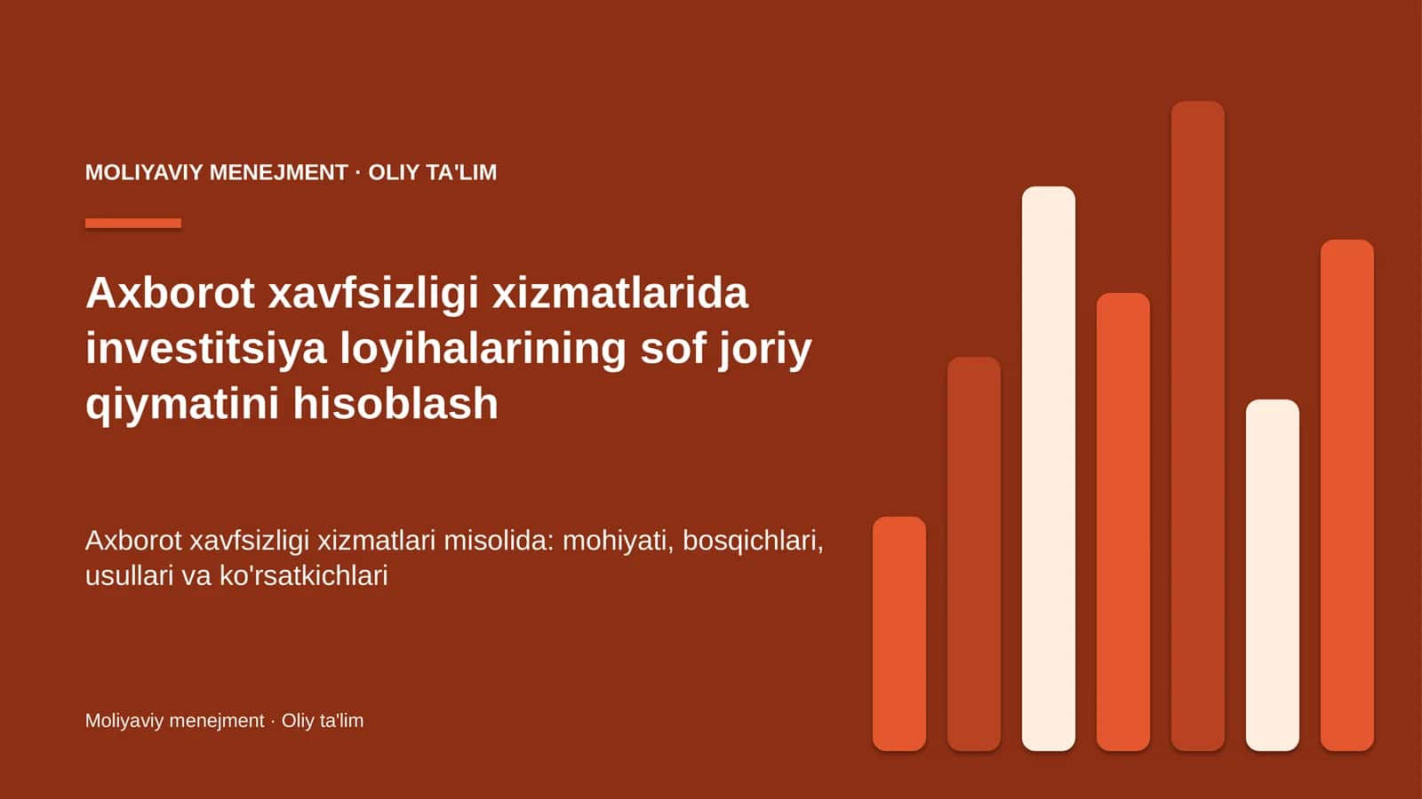 axborot xavfsizligi xizmatlarida investitsiya loyihalarining sof joriy qiymatini hisoblash 2284 1