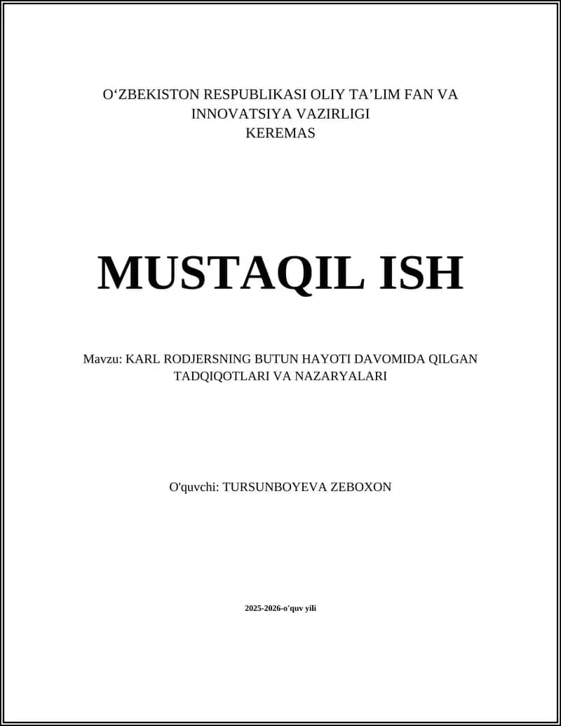 KARL RODJERS TOKHALLUSLARINI TAHLIL QILISH 1