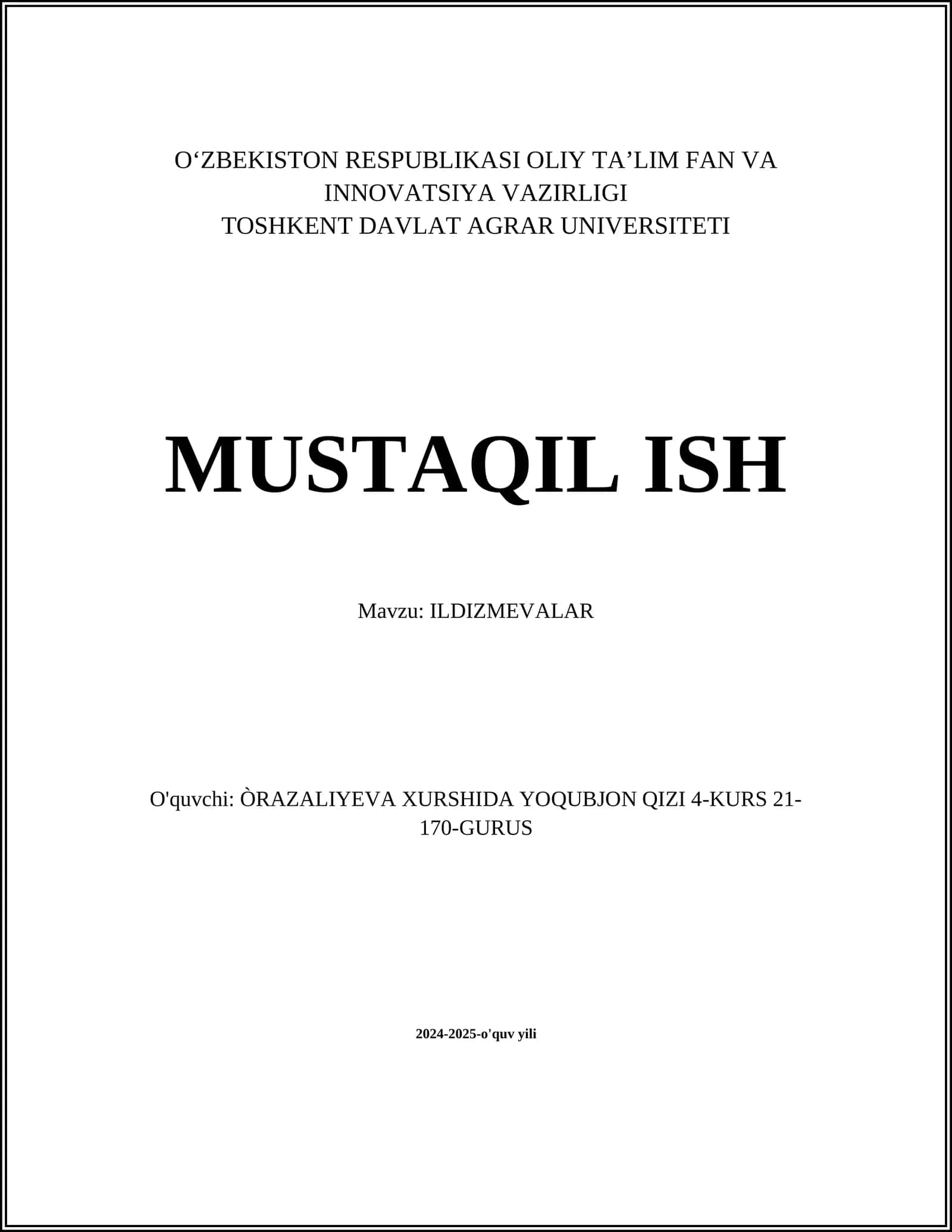 ILDIZMEVALAR 1