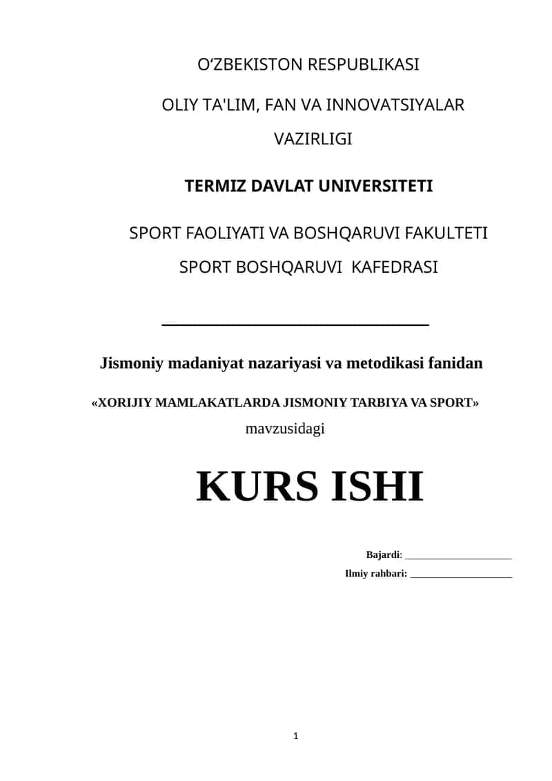 XORIJIY MAMLAKATLARDA JISMONIY TARBIYA VA SPORT 1