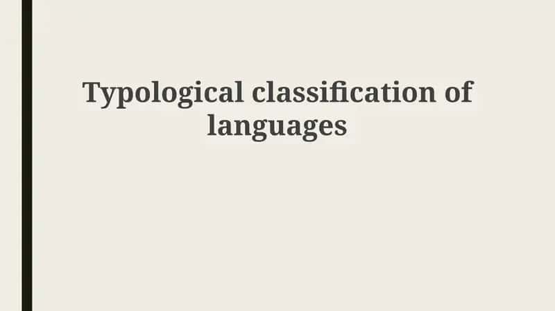 Typological classification of languages 1