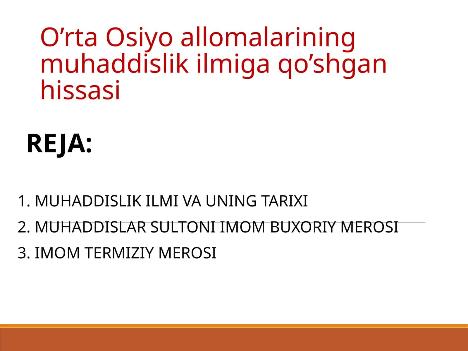 Muhaddislik ilmi va uning tarixi 1