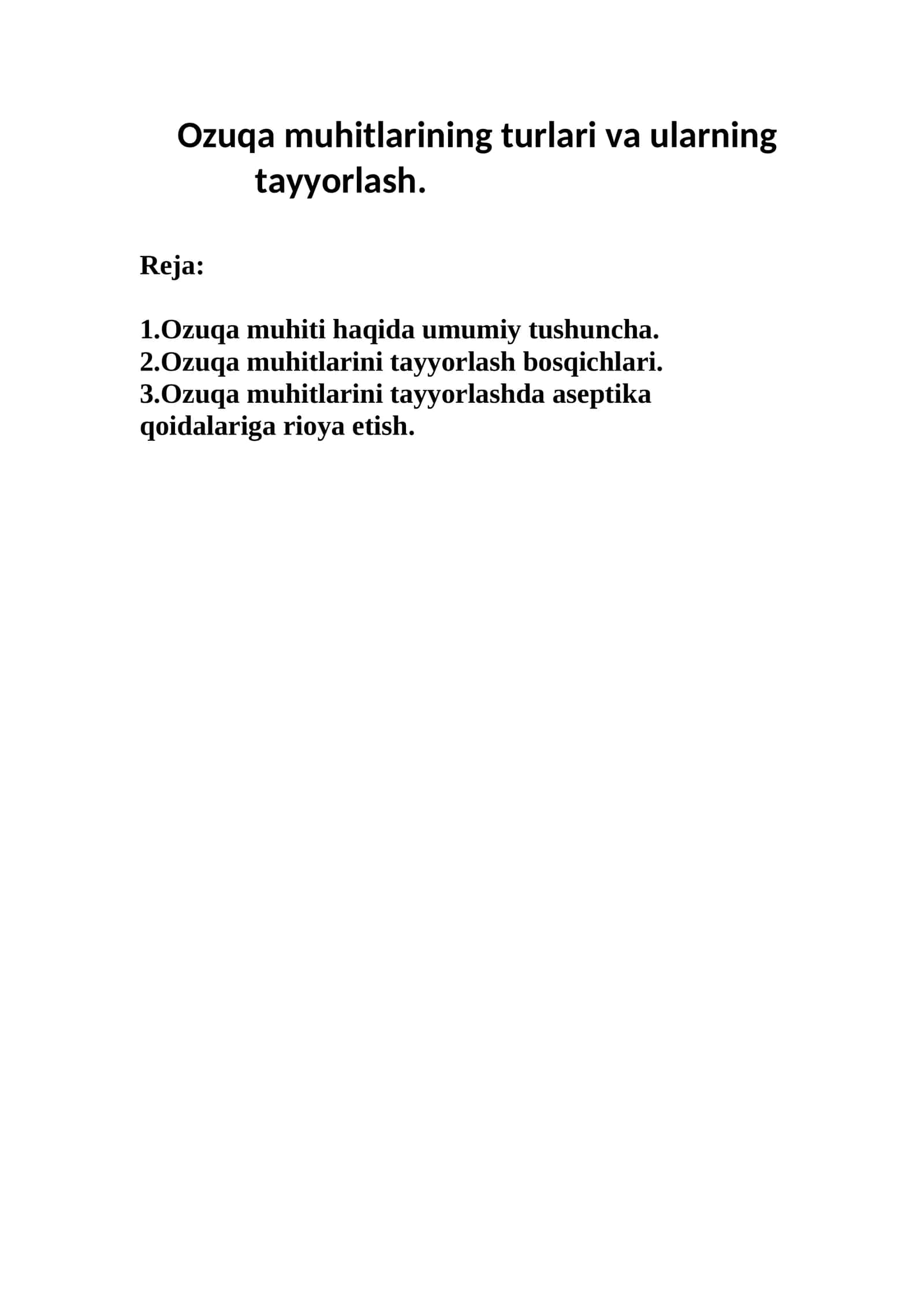 Oziq moddalar tayyorlash 1
